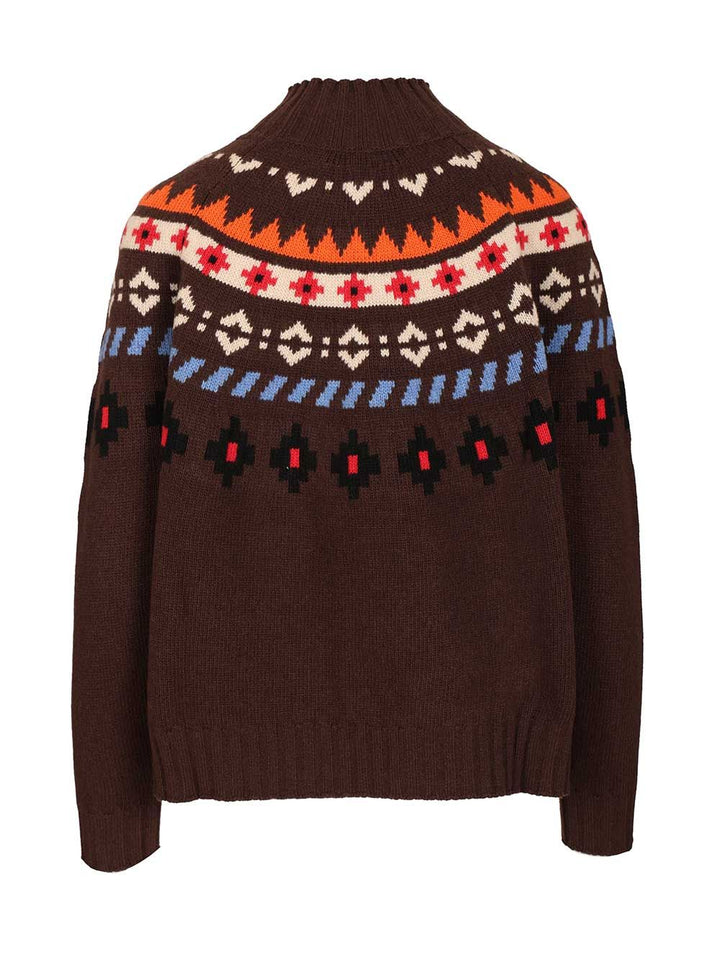 Weekend Max Mara Jacquard Wool Sweater Knitwear - Marrone | e2653f17f06946141c788706b61bab7f826f9ec0
