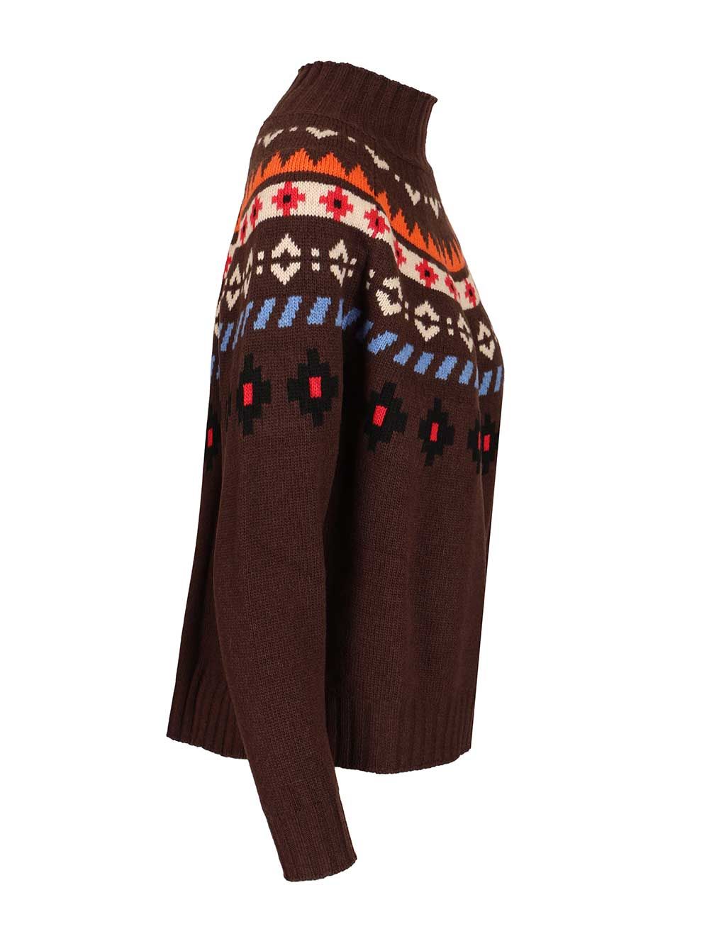 Weekend Max Mara Jacquard Wool Sweater Knitwear - Marrone | 45bd03d5e90f79b57db44bb8ca300032866061a8