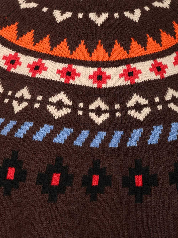 Weekend Max Mara Jacquard Wool Sweater Knitwear - Marrone | 1f4c3ccf9a3c6a664f2f082cdd82f999af42bc16