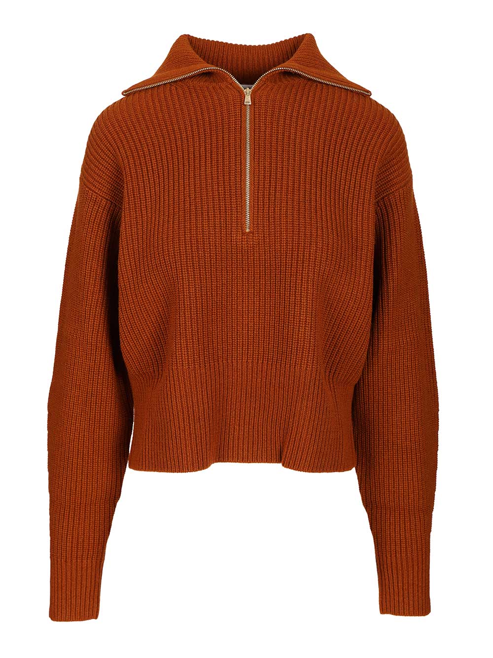 Max Mara Zip-Up Sweater Knitwear - Marrone | 89ae87508eb3d39cd34ea02ffc6c38d64934451c