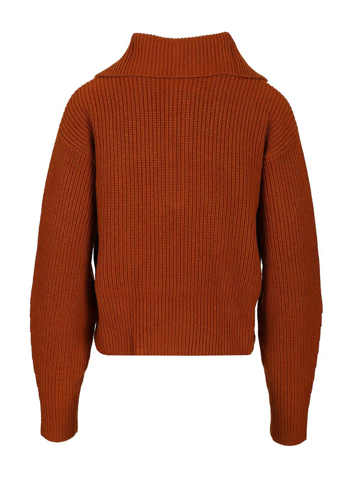 Max Mara Zip-Up Sweater Knitwear - Marrone | f7691ea2971f3100ced485969c5c59878adbb378