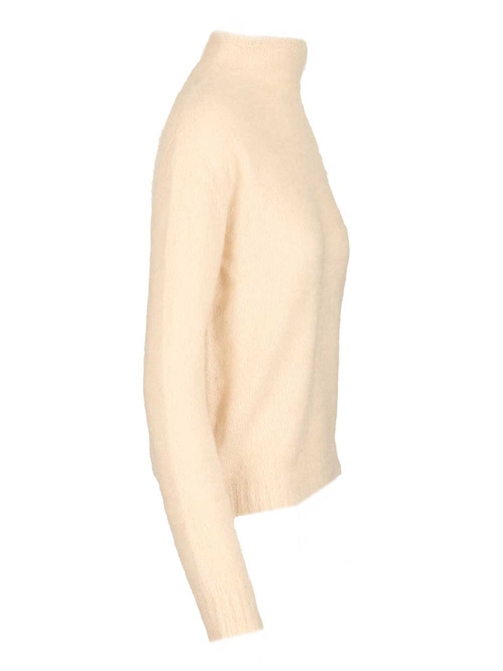 Max Mara Studio Mohair Blend Turtleneck Sweater Knitwear - Bianco | 6680c18af4dd2fb6f9b56417fa90aebb135ac545