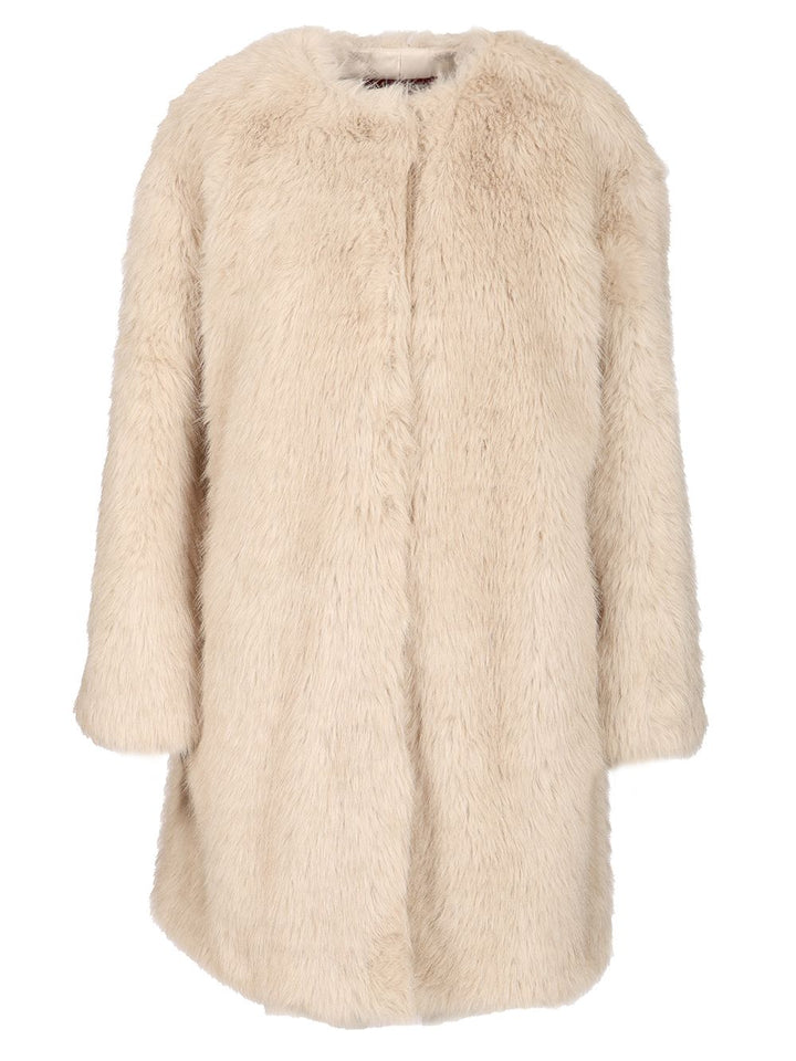 Max Mara Studio Coat In Faux Fur Effect Fabric Coats - Bianco | cfb3e4b8f755ace95bbb61154db1fcb7ff0453b0