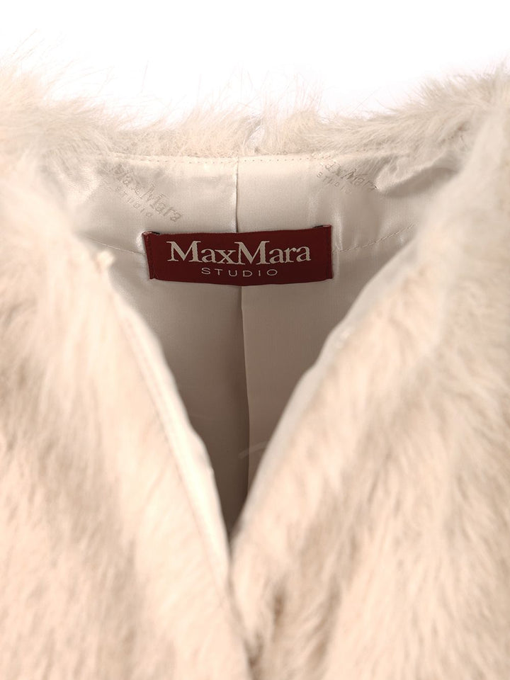Max Mara Studio Coat In Faux Fur Effect Fabric Coats - Bianco | b12041f783e93d7c8e98e101b83aceac81c7eed0