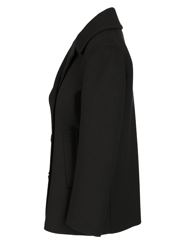 'S Max Mara Wool Drap Pea Coat Giacche - Nero | 84df3c7a99b67556358359cf10d6f13ccaa5e8b0