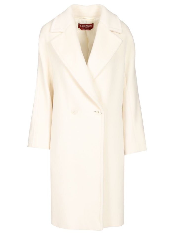 Max Mara Studio Double-Breasted Coat Coats - Bianco | a2532cbfc2630d744e2f4a5cf5a2b395bf40dd40