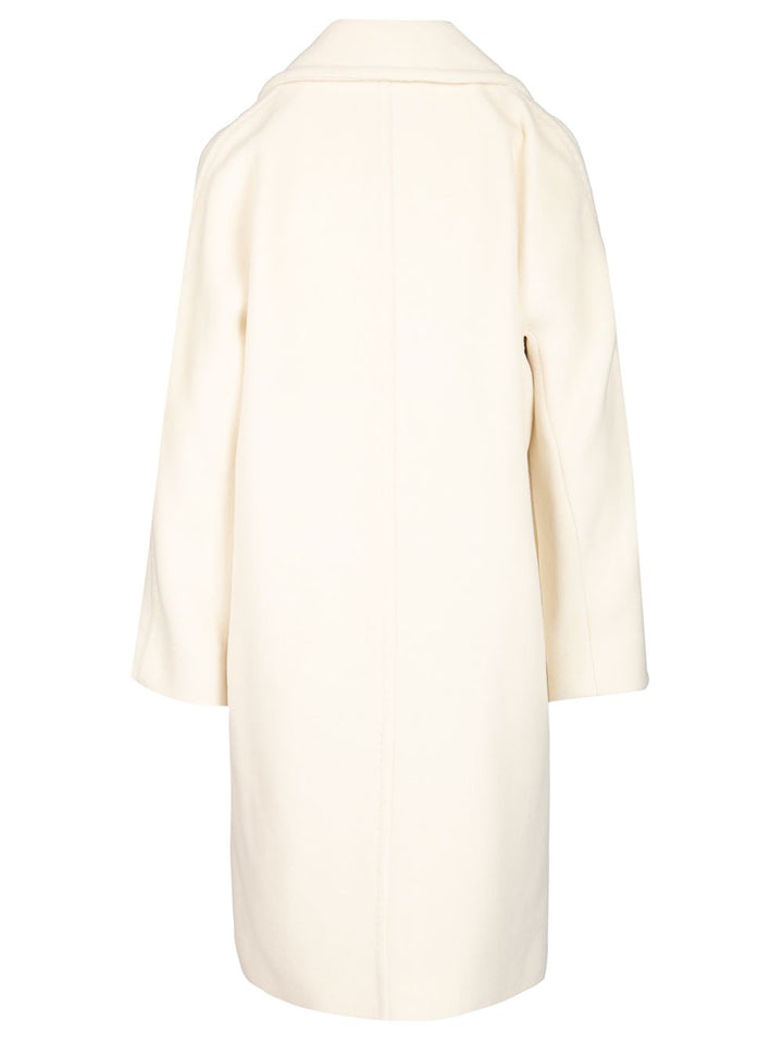 Max Mara Studio Double-Breasted Coat Coats - Bianco | 4b4802aa23d25b639af1b1c4a18152eaeac0a3a5