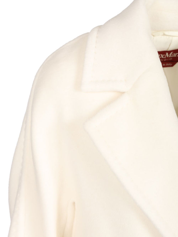 Max Mara Studio Double-Breasted Coat Coats - Bianco | f2001f9ccac12454de77c0b47ca3cd90582624f7