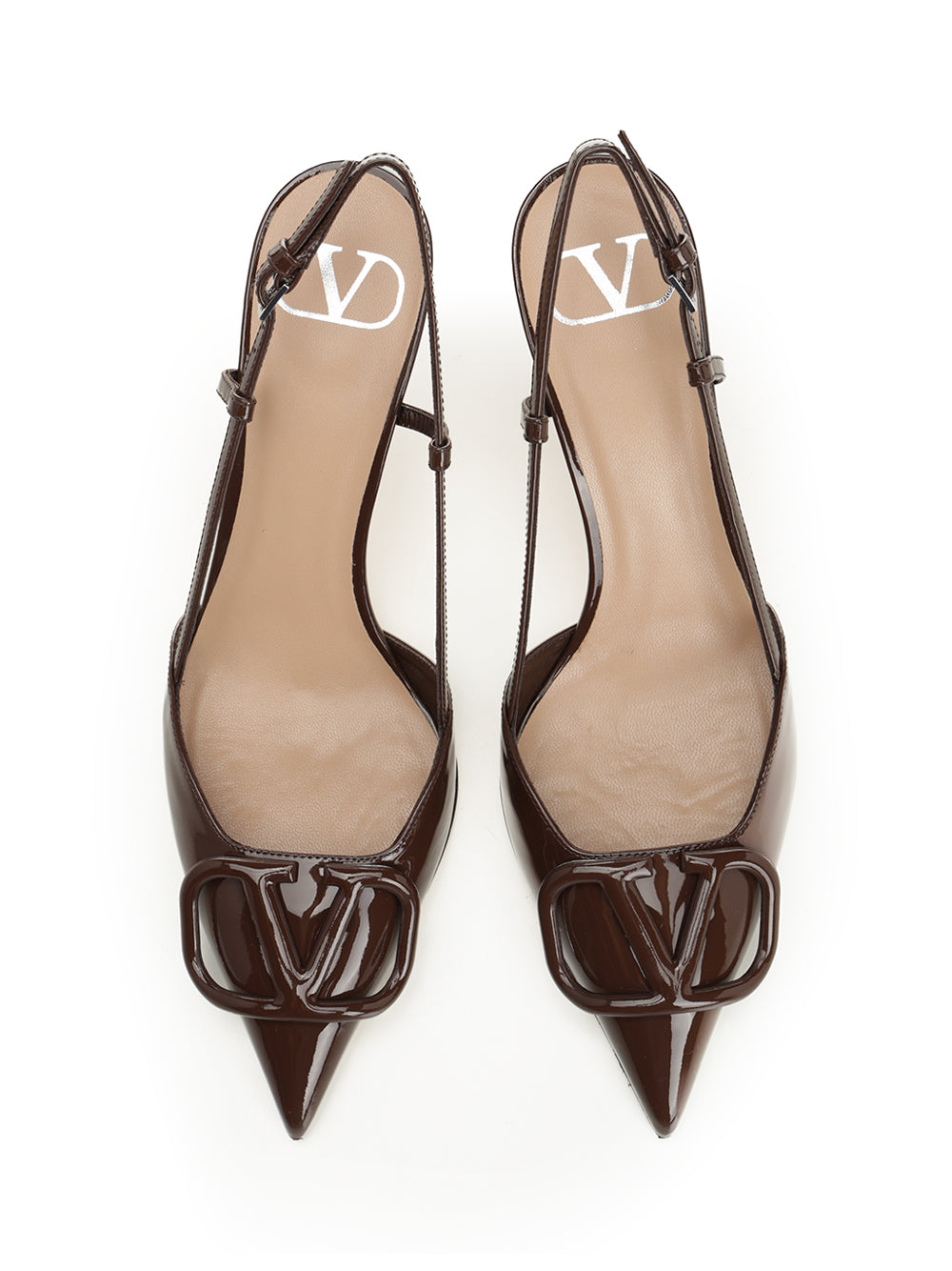 Valentino Garavani Vlogo 80 Slingback Pump In Patent Leather Decollete - Marrone | 6a6b495b171f48a74d0ab8d42cb5f0511639e4d0