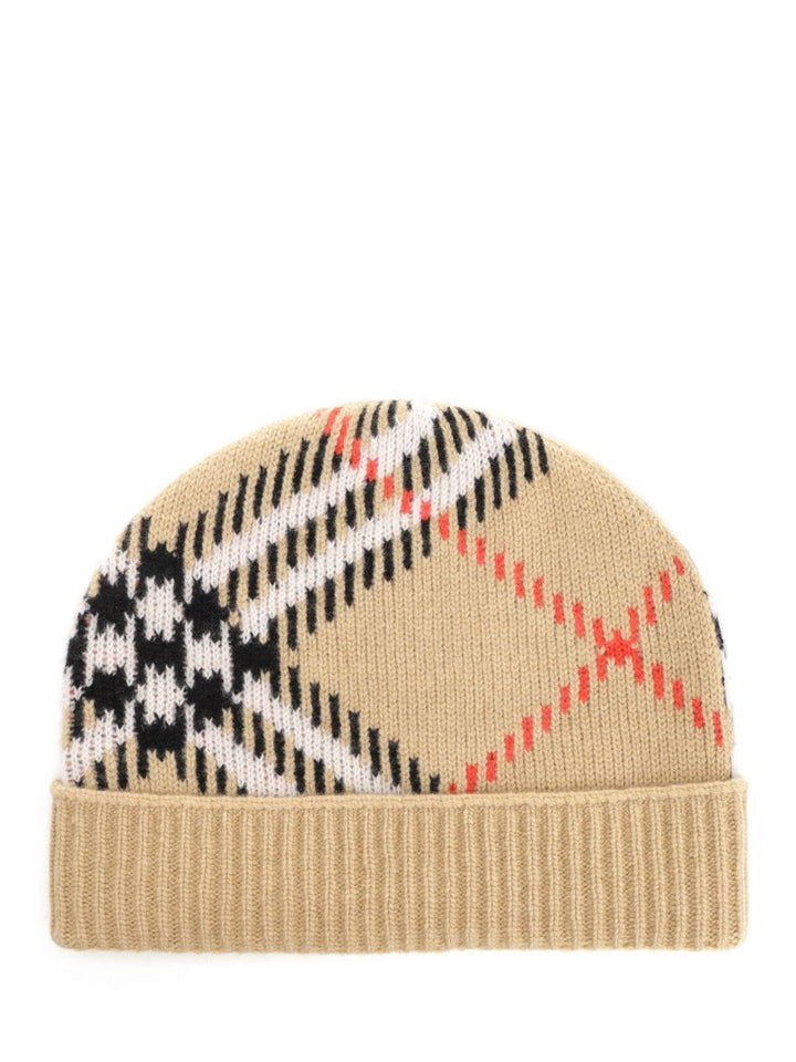 Burberry Check Cashmere Blend Hat Cappelli - Beige | a2a534da1fede84c2b549acaf0198190c493ef72