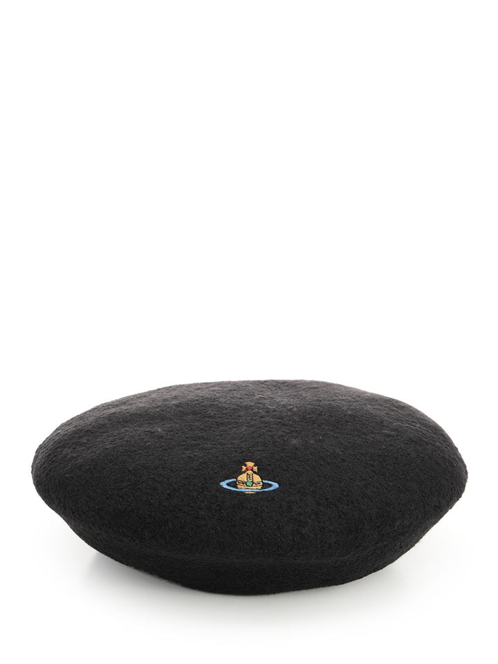 Vivienne Westwood Wool Beret Cappelli - Nero | e969ec0c633b91732d5bc499e536a18822d6ee9e
