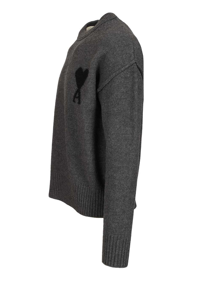 Ami Ami De Coeur Sweater Knitwear - Grey | f1fa092c7f8b30aea2161eb18498503178f32a50