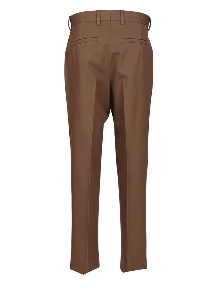 Ermenegildo Zegna Dark Foliage Cotton And Wool Trousers - Marrone | 8e0e15516786748c166230179dc415c6676ce986