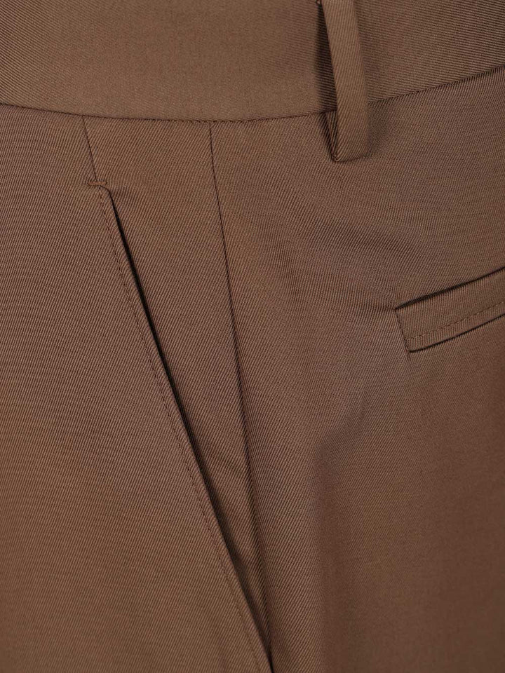 Ermenegildo Zegna Dark Foliage Cotton And Wool Trousers - Marrone | 396d4064cac0501ea7b46c957172fa1d20d6ea32