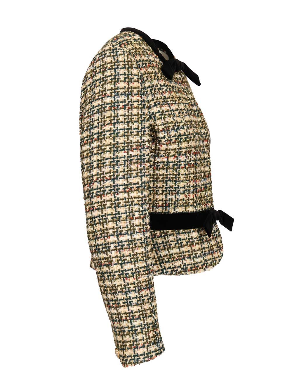 Valentino Garavani Velvet Bow Tweed Jacket Giacche - Multicolor | 910f4c725f548dc01e9757bd8ce28410b51dc406