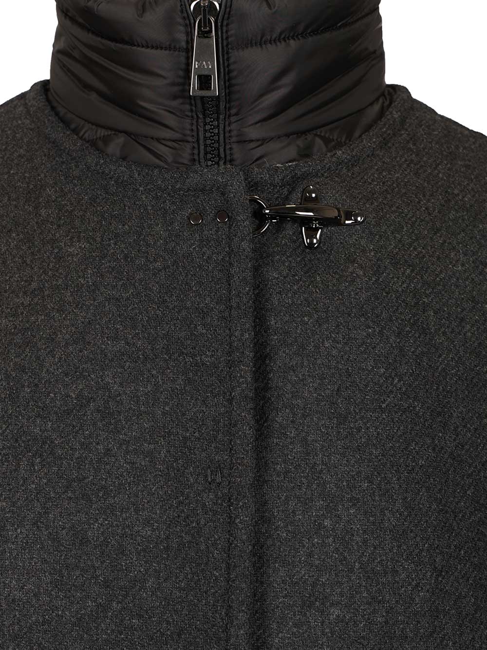 Fay Double Cap With Quilted Details Coats - Grey | 42fa5a4af8121533fb39db938f1c9db511705e40