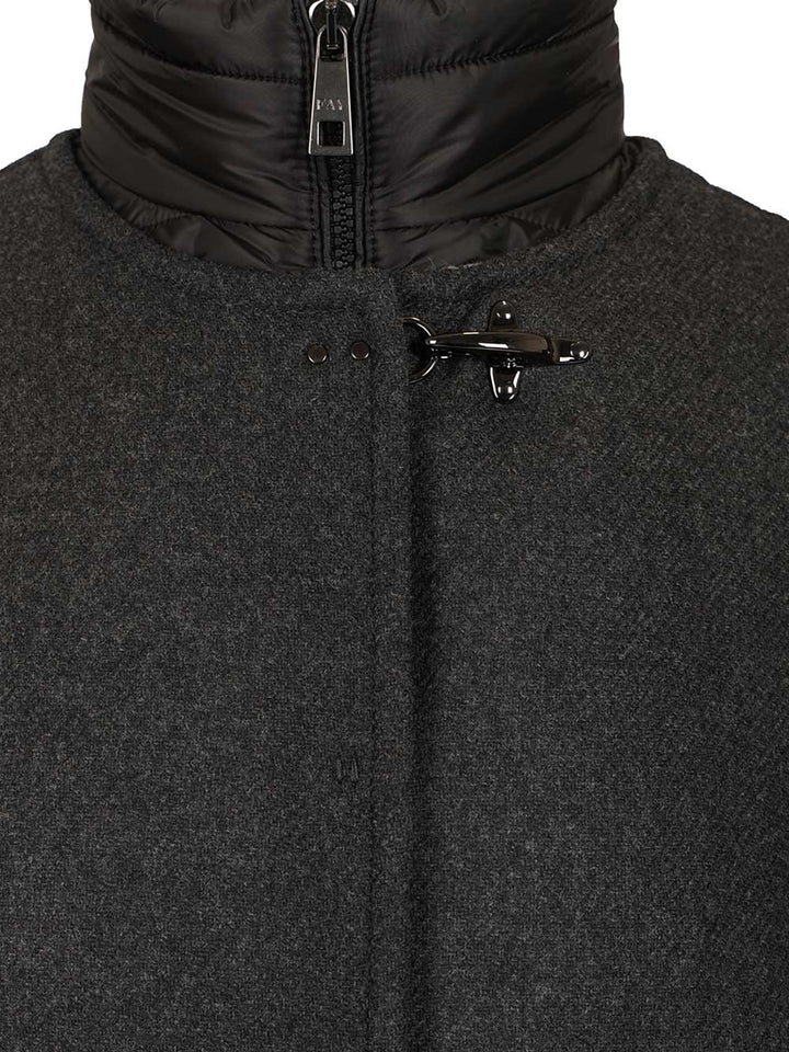 Fay Double Cap With Quilted Details Coats - Grey | 42fa5a4af8121533fb39db938f1c9db511705e40