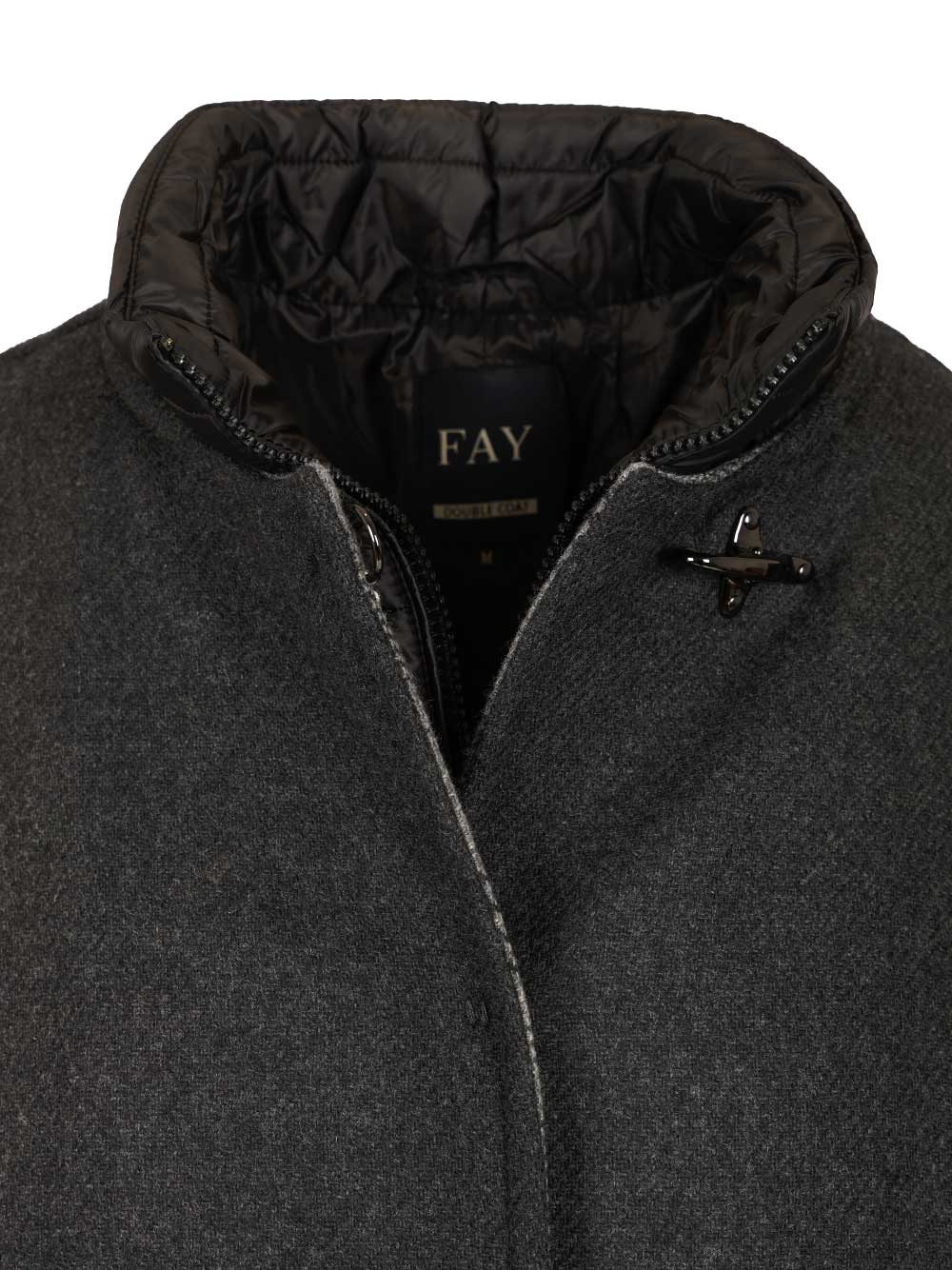 Fay Double Cap With Quilted Details Coats - Grey | cde67769df36e7efb7582a90b3b65451e4709059