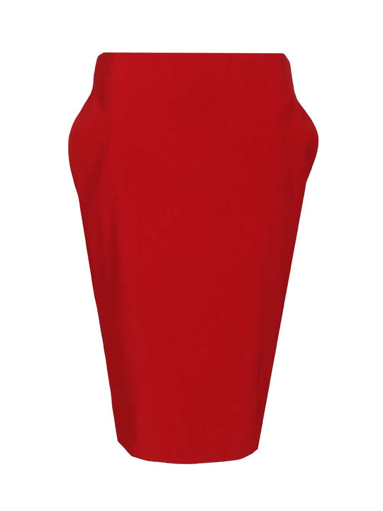 Satin Pencil Skirt Gonne Rosso
