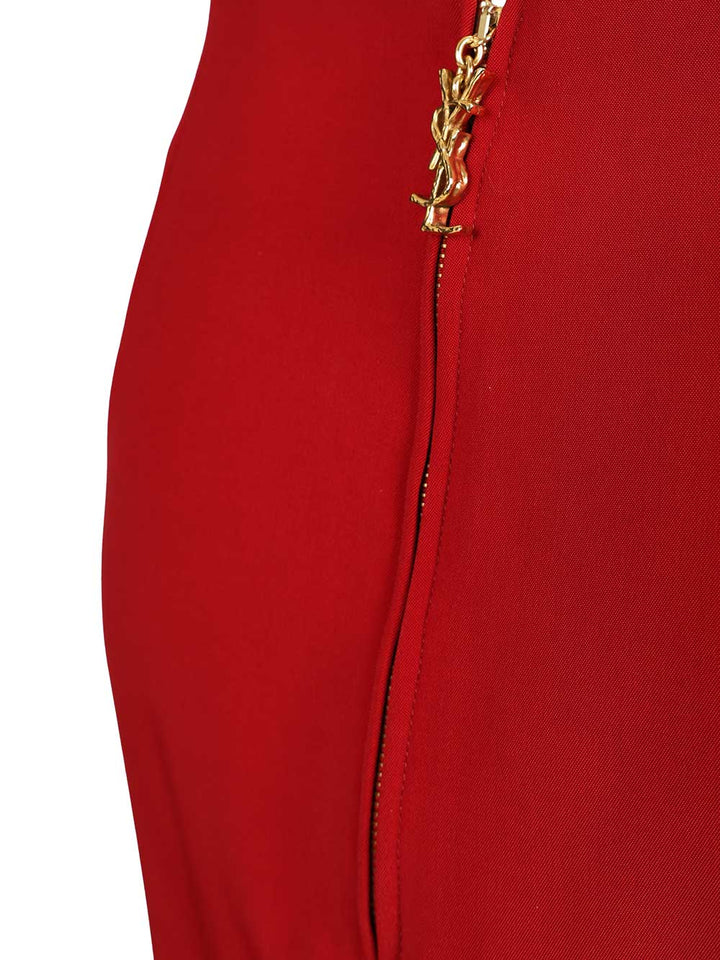 Saint Laurent Satin Pencil Skirt Gonne - Rosso | 2d680cee95fe142622725f6d3f45cd442a91204f