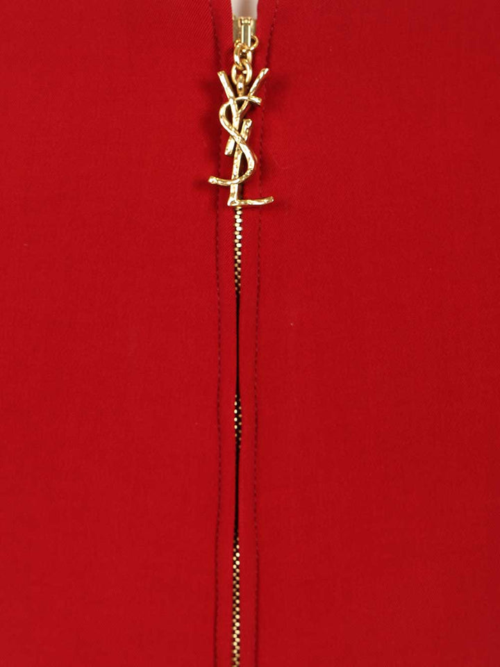 Saint Laurent Satin Pencil Skirt Gonne - Rosso | 546b4ef41fbde517c99c6a53f03c9b59cd61df4f