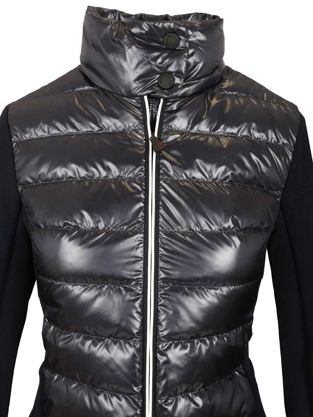 Moncler Grenoble Padded Cardigan In Shiny Nylon Coats - Blu | aac77ea8219ad891b69e2ac55d8dd92aa0a6708a