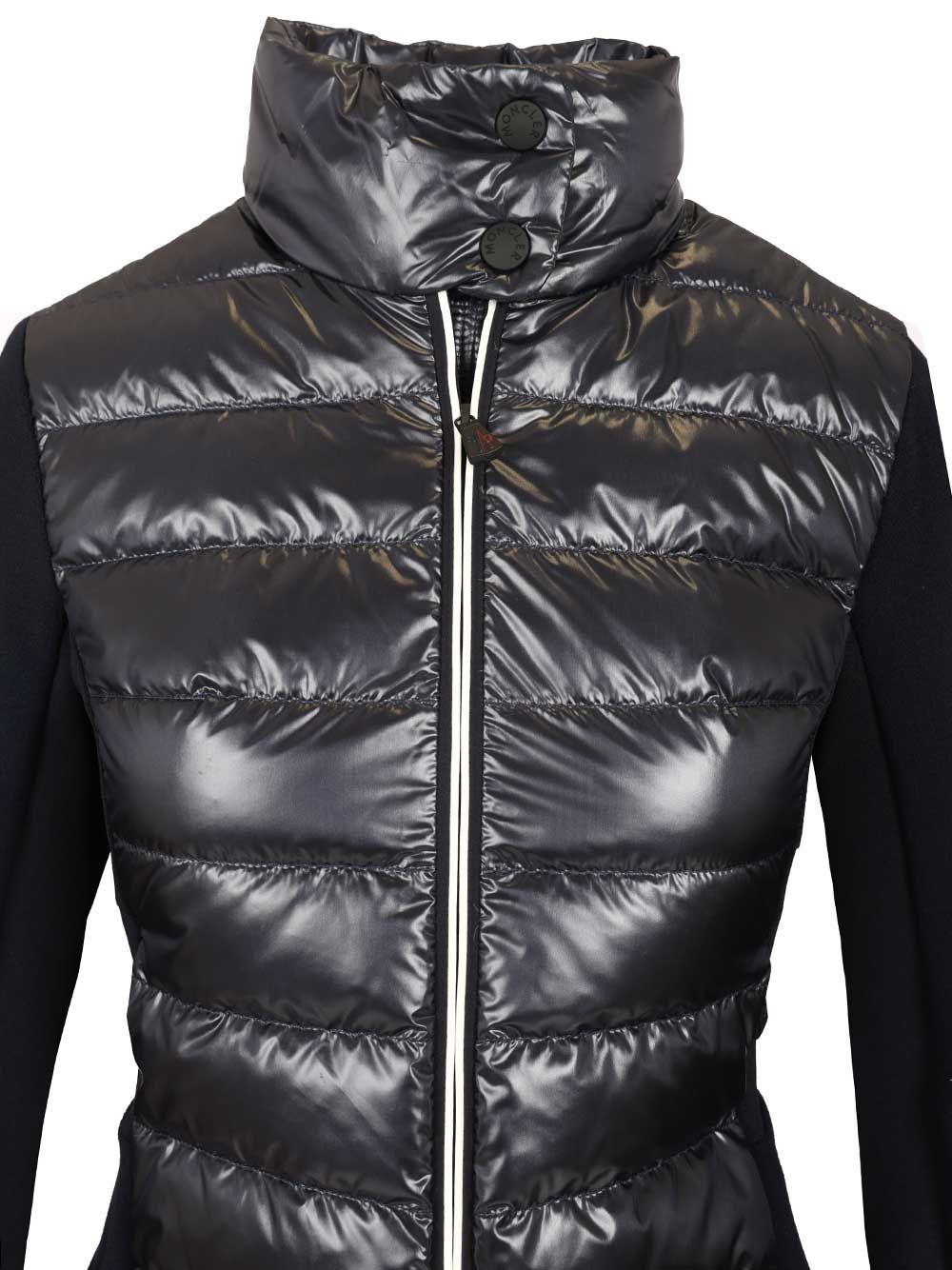 Moncler Grenoble Padded Cardigan In Shiny Nylon Coats - Blu | 159e72256dc38a1aaddfeeb8e0a33caa6ab08f65
