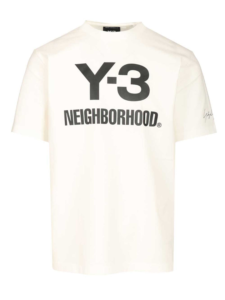 Adidas Y-3 Nbhd Logo T-Shirt - Bianco | d1d75567fdd87d2ceb02a492201a87523b62bb61