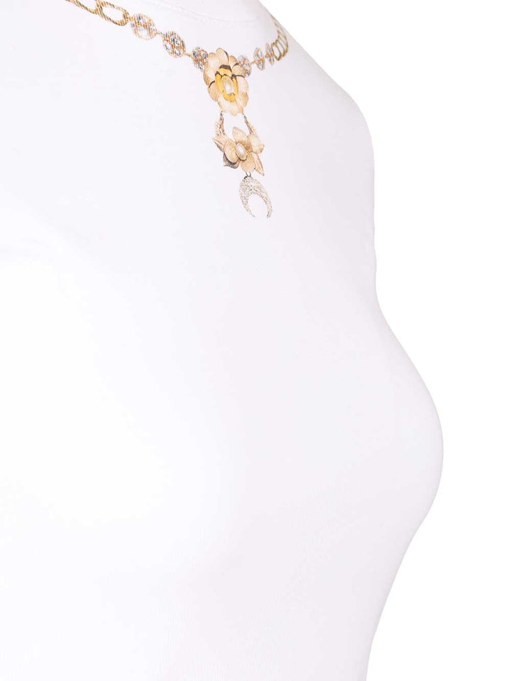 Marine Serre Trompe L'œil Jewelry Jersey Baby Fit T-Shirt - Bianco | 61a37c9d24d5a9caa58d44dbe39356f9604c66b7