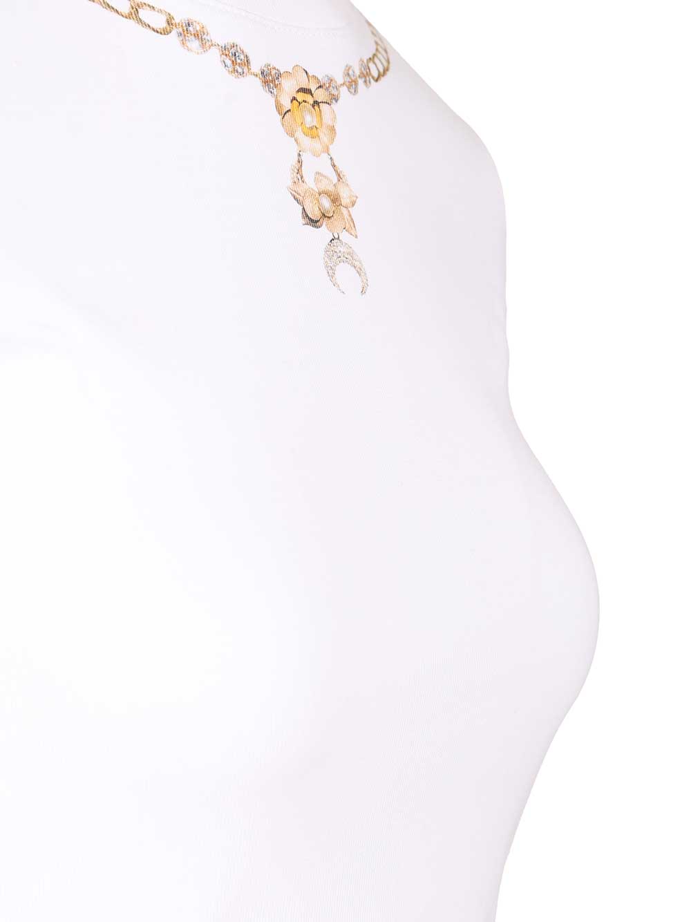 Marine Serre Trompe L'œil Jewelry Jersey Baby Fit T-Shirt - Bianco | 61a37c9d24d5a9caa58d44dbe39356f9604c66b7