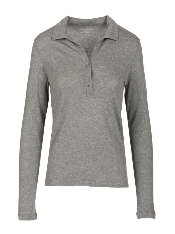 Polo-T-Shirt aus Baumwolle und Kaschmir, Grau