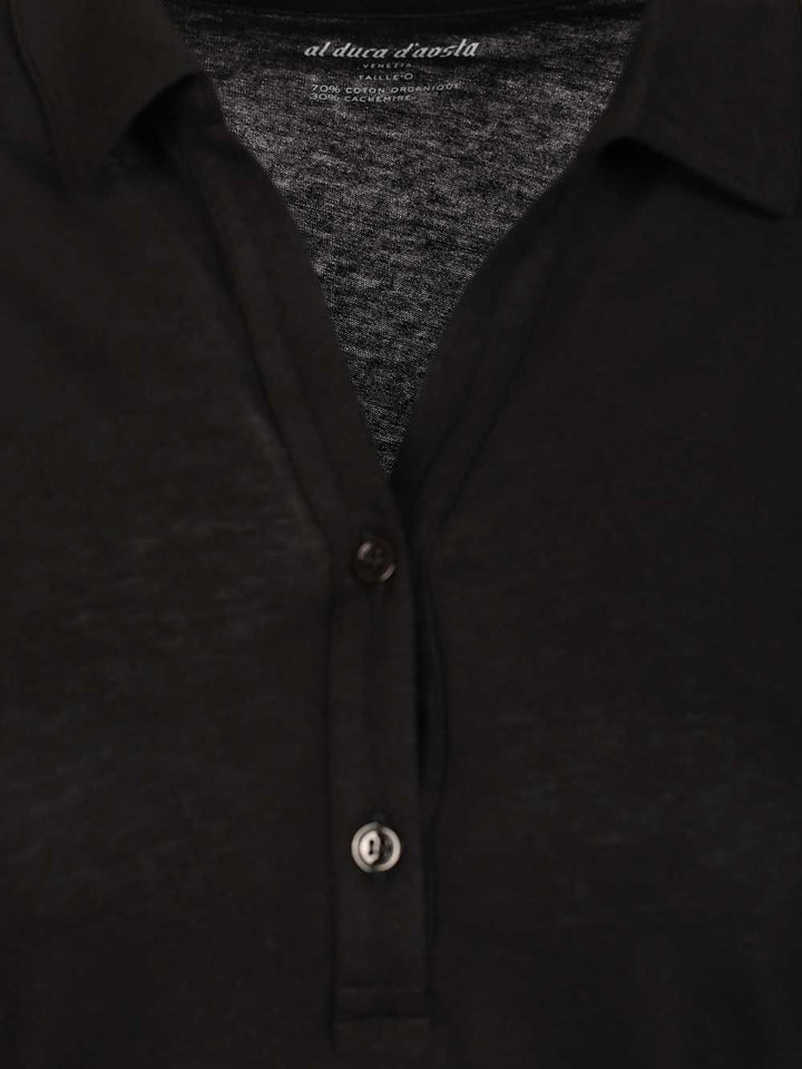 Al Duca D'Aosta Cotton And Cashmere Polo Shirt T-Shirt - Nero | 16944add245fc8d736fabb178da07b29745bf751