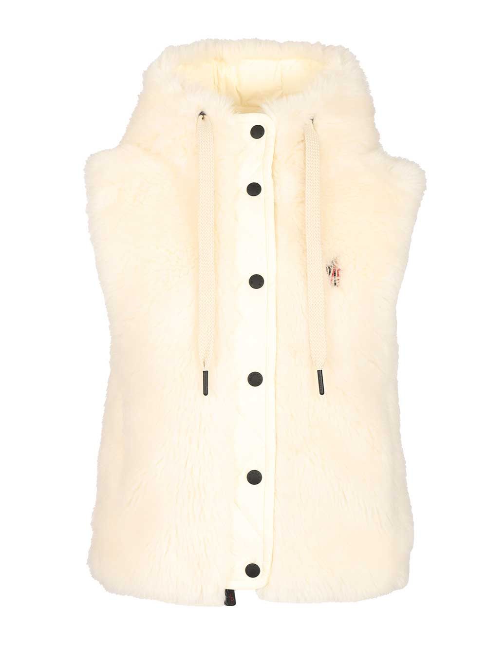 Moncler Grenoble Arve Down Padded Vest Coats - Bianco | ac02f7323087ef3dda49a752f90637d606a41166