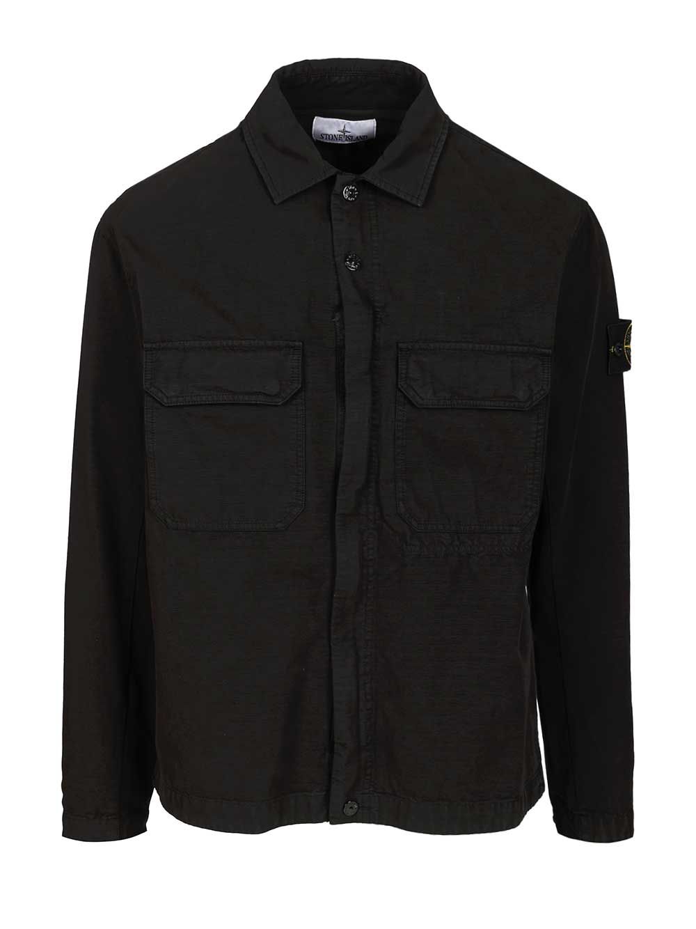 Stone Island Field Jacket In Organic Cotton Shirts - Nero | 7902a47039339944fe27f90eac5c73c9a915b81d