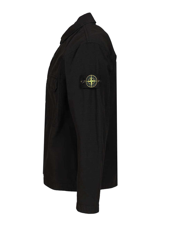 Stone Island Field Jacket In Organic Cotton Shirts - Nero | 26c5204f2f174b92fce7a95e69b93c83e331a0f1