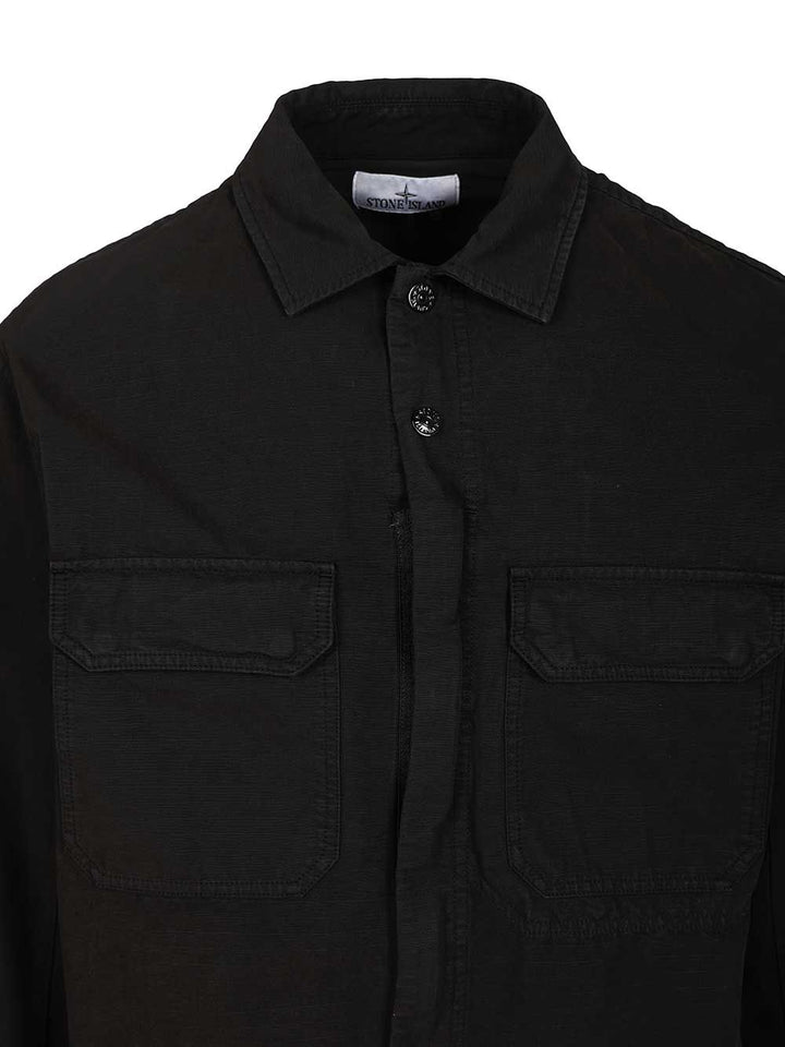 Stone Island Field Jacket In Organic Cotton Shirts - Nero | 6b5b9e934f7d80d6bcbcb0c9b146f47bbd510e2b