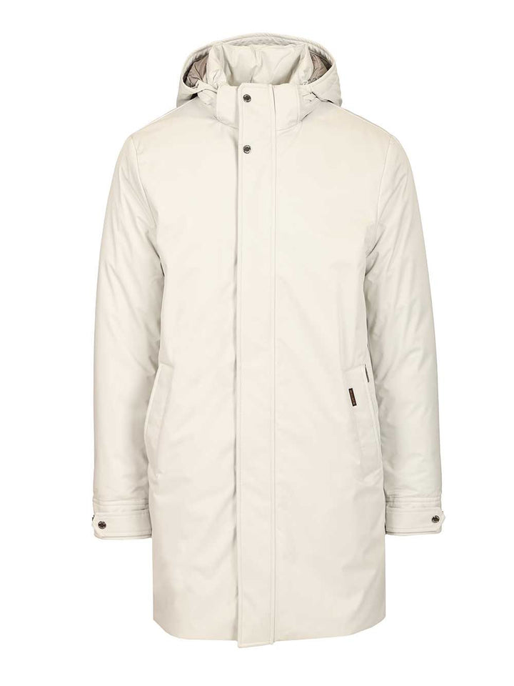 Moorer Vermont-Ads Long Down Jacket Coats - Bianco | 801a2e1285117ce41562ce238377e0afa92b5d64