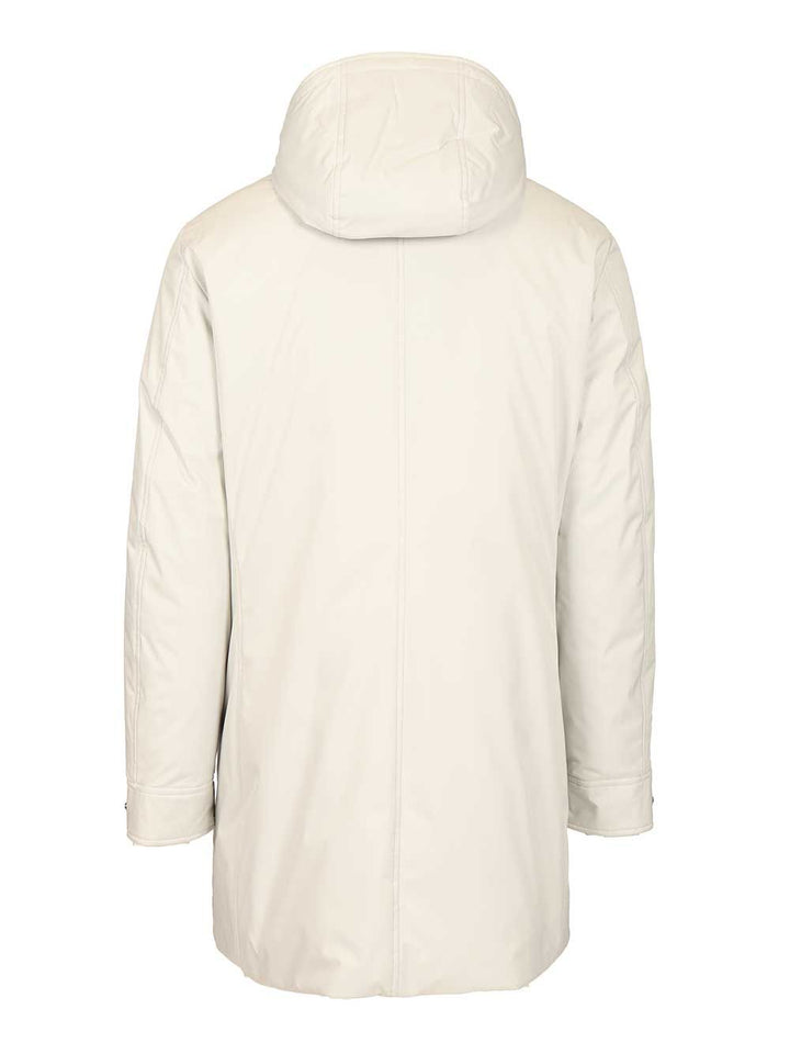 Moorer Vermont-Ads Long Down Jacket Coats - Bianco | 4706346f018ddd46db31cfbf6d3cb25589f391f4