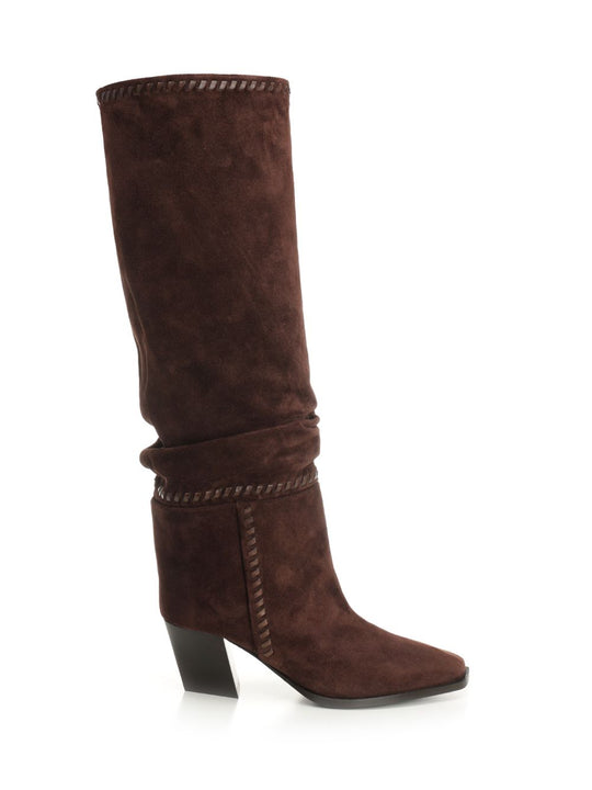 Hart Stitch Suede Boots Marrone