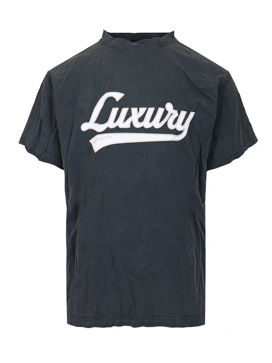 “Luxury Script Oversize” T-Shirt Blu