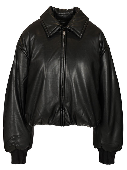 Bomber Jacket Crafted From Faux Leather Leather Jackets Nero