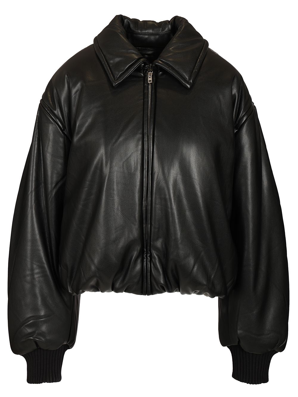 Acne Studios Bomber Jacket Crafted From Faux Leather Knitwear - Nero | edf342075b9afef02543af10107085914da19379