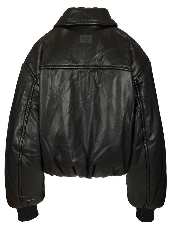 Acne Studios Bomber Jacket Crafted From Faux Leather Knitwear - Nero | 215589df04ae8b47badafaf1a60558865827d65f