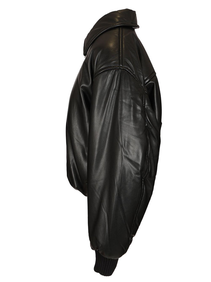 Acne Studios Bomber Jacket Crafted From Faux Leather Knitwear - Nero | df0ea194c57a3008d6e87aad61cb65fc5e18e5a5