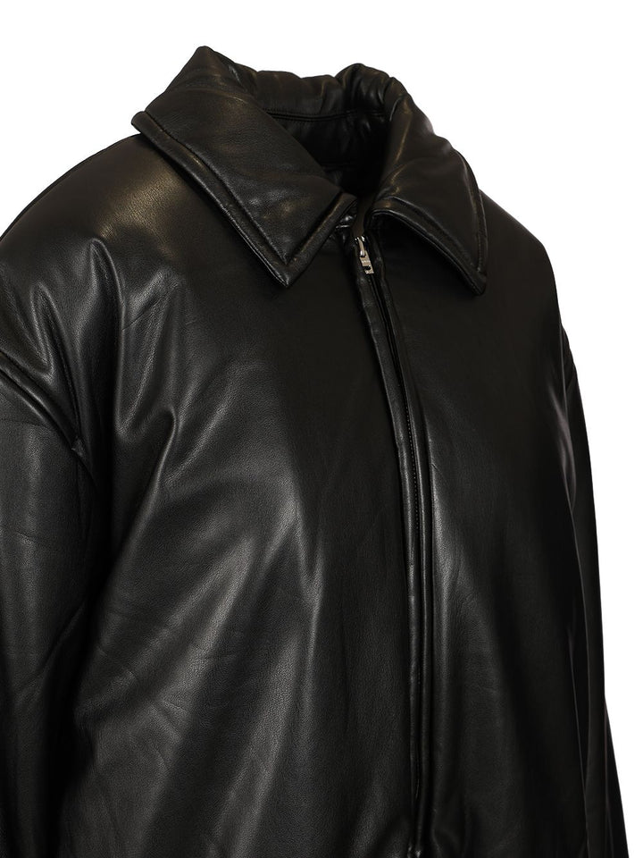 Acne Studios Bomber Jacket Crafted From Faux Leather Knitwear - Nero | 021bf7cba942a56c31c6e3285e2cc03c78dac73a