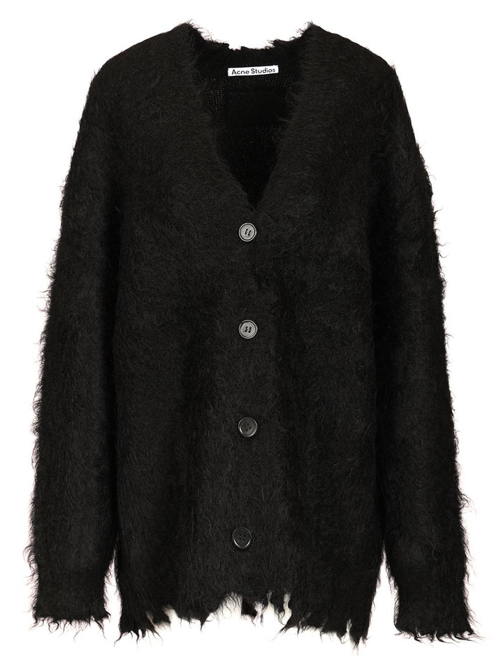 Acne Studios Mohair And Wool Cardigan Knitwear - Nero | 477085c7e6ab3d8f79f6f7b94231773abfbb594e
