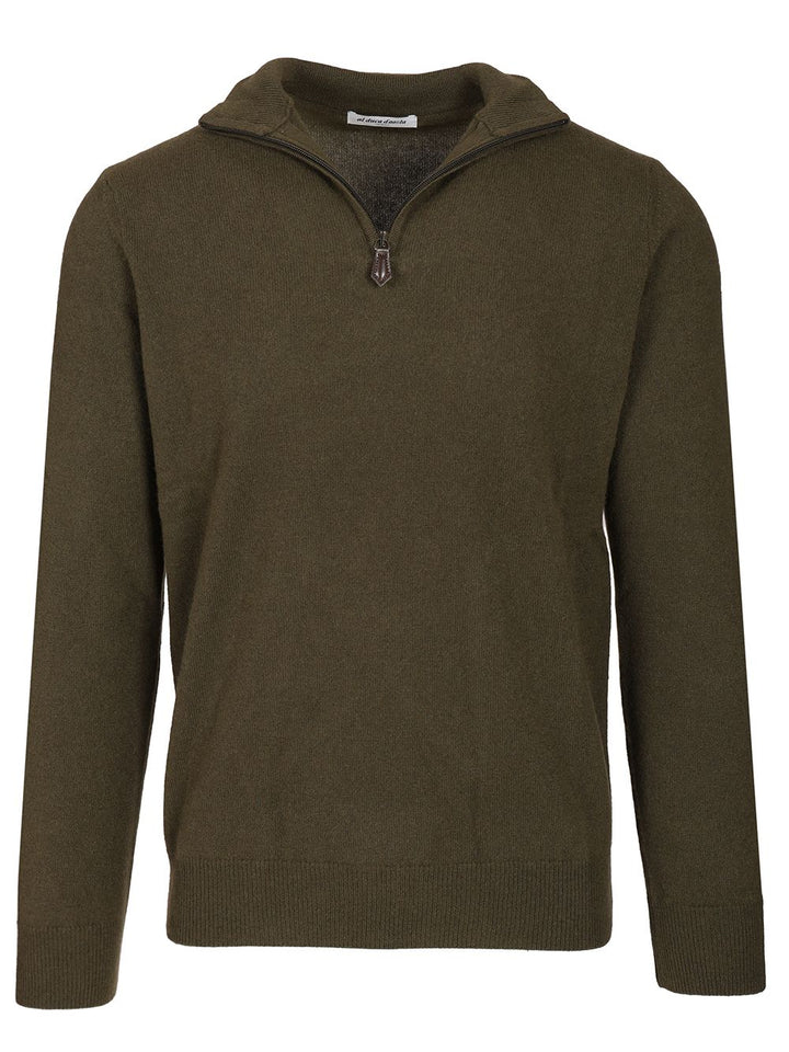 Al Duca D'Aosta Maglia Serafino In Cashmere Knitwear - Verde | 74781be8bbc50473d08d9fcdc10329bbedb03930