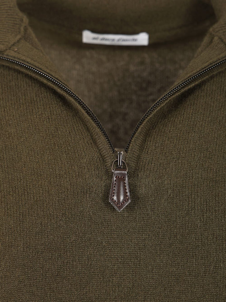 Al Duca D'Aosta Maglia Serafino In Cashmere Knitwear - Verde | df09ae4473d274e7cb15288cf6528371fe754ed7