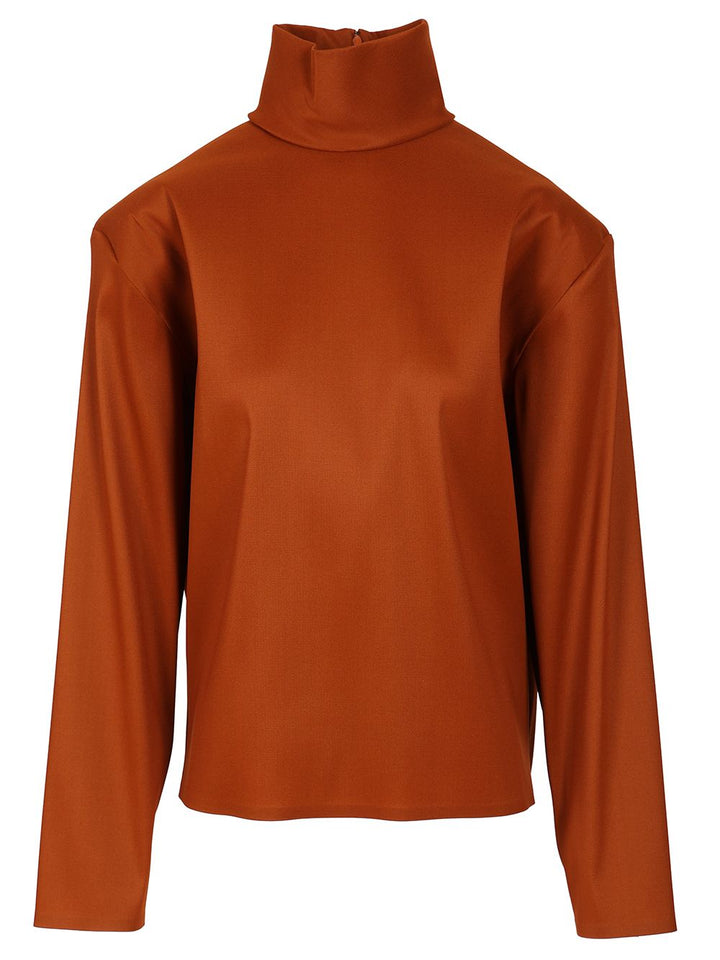 Saint Laurent Silk High-Neck Top Top - Marrone | 4d769859e2169ca7c7b29e846f55fd729668e3a6