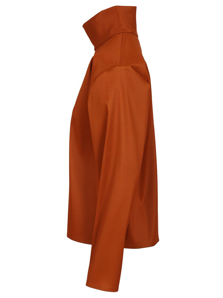 Saint Laurent Silk High-Neck Top Top - Marrone | aef5a75e11166a8a8da78f0e1f43506acb37950c